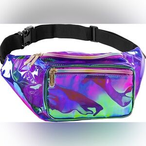 Sojourner metallic iridescent oil spill pvc Fanny pack rave festival